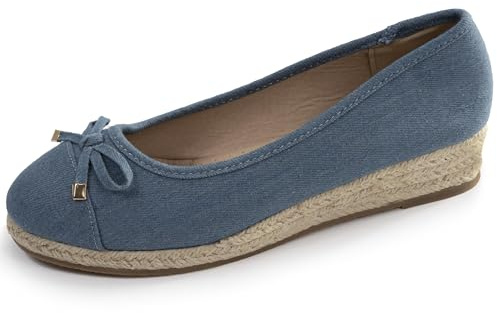 Isotoner Ballerines Femme à Talon de 4 cm, très Confortables, 39, Bleu