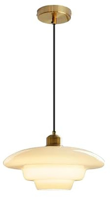 S-Cevada Vintage 28cm Weiße Glas Pendelleuchte Moderne Kugelförmige Hängeleuchte mit Goldener Metallfassung für Schlafzimmer Kücheninsel Wohnzimmer Flur Esszimmer (30cm)