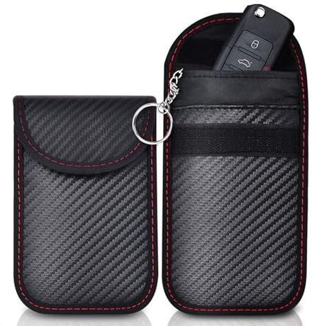 Daryunk 2PCS Faraday Pouch for Car Keys, Car Key Bag, Car Key Signal Blocking Pouch, Blocking Signal Keyless Entry Car Keys Case, Anti theft Remote Entry Keyless Protect, Black