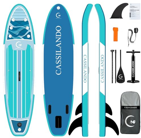 CASSILANDO Stand Up Paddle Board, 335cm SUP Aufblasbar Standup PaddlingBoard mit Zubehör & Tragetasche, Yoga Board, Anfängergeeignet, Erwachsene & Jugendliche zum Surfen, Angeln, Yoga
