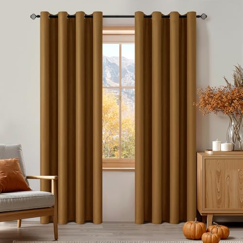 MIULEE Verdunklungsvorhänge Thermo Blickdicht Ösen 2er Set 140x225cm Braun