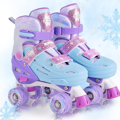 2PM SPORTS Verstellbare Rollschuhe für Kinder Anfänger | 4 Größen verstellbar, ABEC-7 Kugellager, 82A PU-Rollen, Aluminiumrahmen, dreifacher Schutz