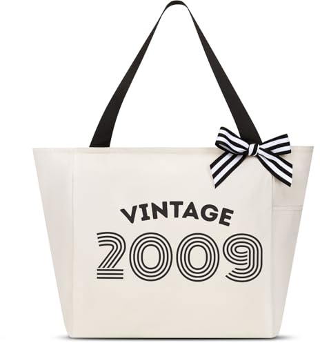 Vavabox Bolsa de mano personalizada para el año, regalos impermeables para mujeres, regalos de cumpleaños para mujeres, 46CM x 17CM x 30CM (2009, Blanco)