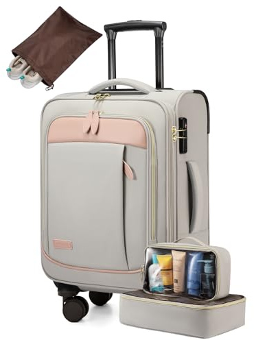 LOVEVOOK 4 Pcs Carry On Luggage 22x14x9 Airline Approved 20 Inch Underseat Carry on Suitcase for Women Men Softside Travel Luggage with Spinner Wheels and TSA Lock