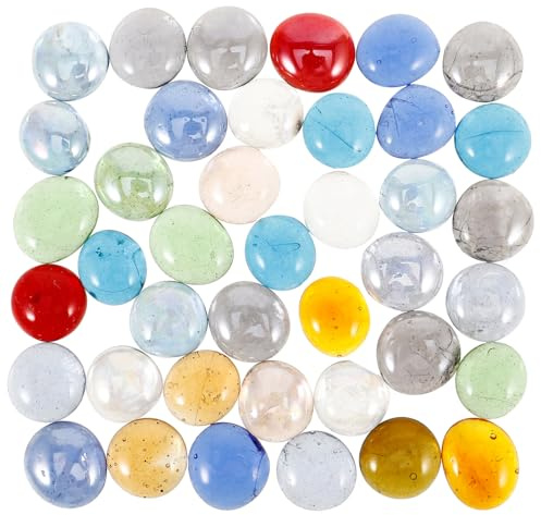 VINTORKY Mixed Color Flat Glass Beads for Vases Aquariums Decorative Fish Tank Filler Gems Safe for Freshwater Saltwater for Craft Projects Landscaping Home Decor