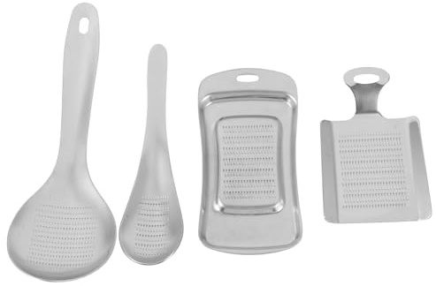 SMASOLO Rallador De Jengibre y Ajo De Acero Inoxidable 4 Piezas, Utensilio De Cocina Multifuncional Para Moler Verduras, Herramienta Para Tubérculos, Uso Doméstico Compacto y Práctico