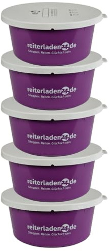 RL24 - Leckerlischale – Signalviolett – 5 Schalen á 2l (5er Set) | Müslischale mit Deckel für Pferde – Futterschale zur Aufbewahrung von Leckerli & Pferdefutter – Leckerli-Dose