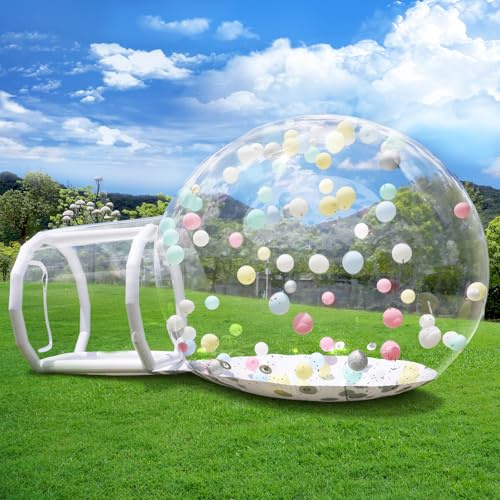 Casa de burbujas inflable, cúpula hinchable con soplador y bomba, tienda de jardín impermeable de PVC de calidad comercial para bodas, camping, fiestas (400 cm/blanco)