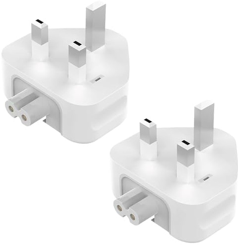 2 Stücke Reiseadapter Europa auf UK, AC Adapter UK Stecker, MacBook Netzteil,Ladegerät Konverter Ersatzanschluss, MejaRizon UK Stecker für Apple Netzteil Kompatibel mit MacBook, iPad,iPod, iPhone