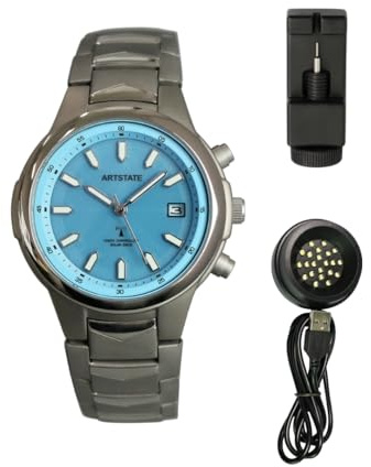 ARTSTATE AS0388B Solar Funk Quarz Herren Uhr Analog mit Titan Armband