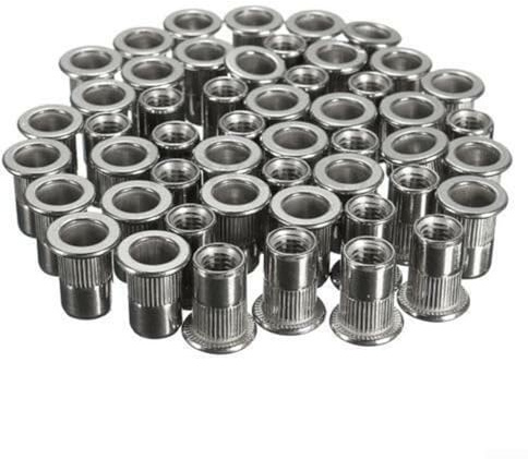 Jotekonoby Écrou à rivets M6 en acier inoxydable, écrou hexagonal 304 SS pour tôle, insert fileté à tête plate, fixations de rivetage automobiles et industrielles