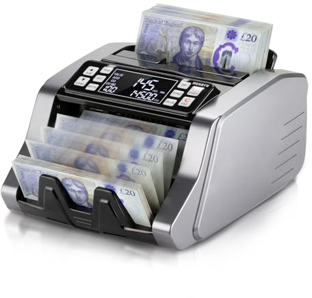MUNBYN IMC20 Money Counter Machine UK with Value Count for GBP/EUR/USD Bill Counter, Add/Batch/Value Mode Banknote Counter, 1000 Bills per Minute, LED External Display