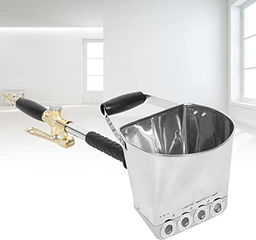 Phefop Pulverizador de Mortero de Cemento, Pistola Pulverizadora Neumática de Estuco de 4 Chorros, Mortero de Yeso, Herramienta Automática de Pintura de Aire para Pared, con Cubo de