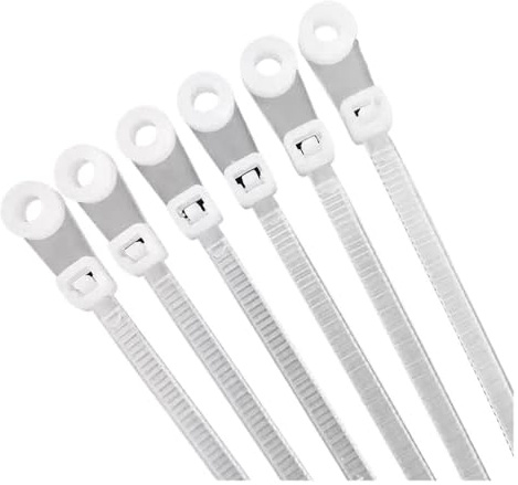 Bridas para cables autoblocantes de nailon fijo reutilizables con orificio de tornillo de 100 uds, correas ajustables para sujetar cables, organizador de oficina con bucle de sujeción(White,4 x 200mm)
