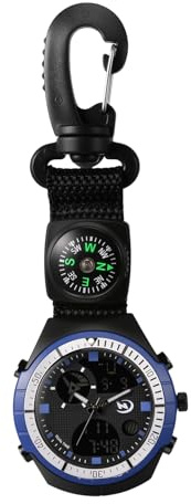 JewelryWe Karabineruhr Analog Digital Taschenuhr Multifunktionale Outdoor Digitaluhr mit Karabiner Clip Uhr mit Kompass Deko, Datum Woche Kalender, Stoppuhr, Alarm & Licht
