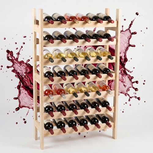 Ottido Weinregal Holz für 42 Flaschen mit 7 Regalböden 98 x 63 x 25 cm