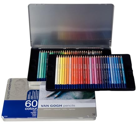 Van Gogh Buntstifte - Komplettes Set mit 60 Farben - Lichtechte Pigmente in Künstlerqualität - Weiche Zedernholzfässer - Lebendiger Farbauftrag - Dose