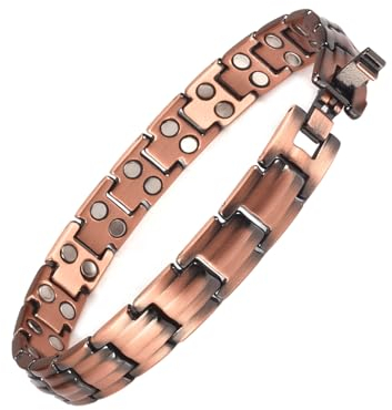 Bracciale in Rame Magnetico con magneti Extra Forti 1200 Gauss per Gioielli Donna 19.5CM / 10MM per artrite Sollievo dal Dolore Prime Magnet Terapia e bracciali antidolorifici Aumento dell'energia