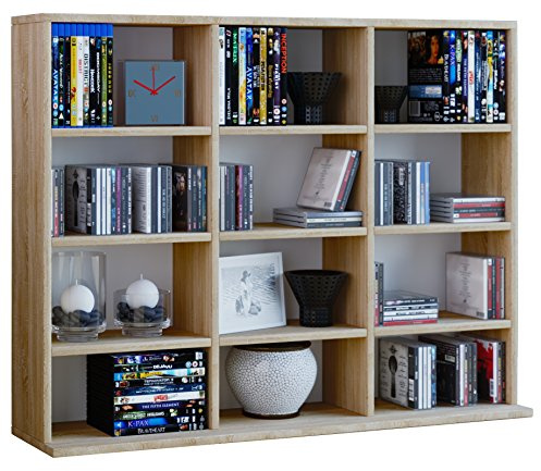 VCM Megosa Mini Sammelregal Megosa Mini Regal Bücherregal Aufbewahrung Bücherregal Schrank Dichtung Regal, Holz, Sonoma-Eiche, 83 x 102 x 23 cm