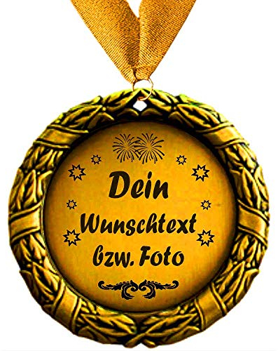 Larius Medaille Orden Beste Mama/Bester Papa der Welt bzw. Wunschtext - Weihnachtsgeschenk für die Eltern Geschenk Geburtstag Muttertag (Ihr Wunschtext + Halsband)