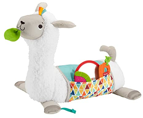 Fisher-Price 4-in-1 Lama Spielkissen zum Spielen in Bauchlage, mit 4 Spielmöglichkeiten, 3 Mitnehm-Spielzeugen und beidseitig bedruckter weicher Decke, für Babys ab der Geburt, GLK39