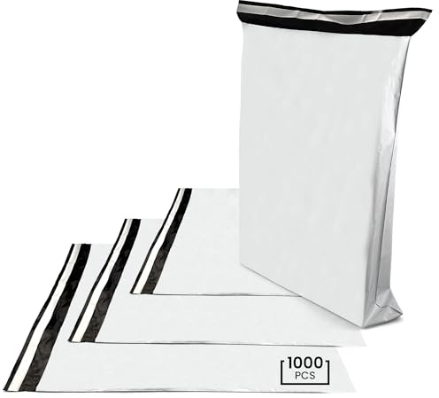 Netuno 1000 bolsas de plástico para envío blancas 260 x 350 mm bolsas de mensajería postales autoadhesivas alto brillo opaco impermeables fuerte sacos para ropa embalaje caja libro zapatos correos