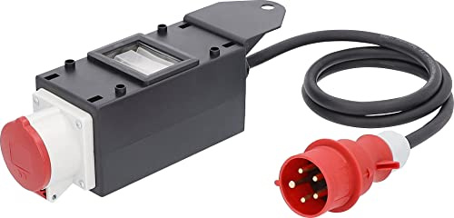 as - Schwabe MIXO Starkstromverteiler mit 1,5m Anschlussleitung, ca. 11 kW | 400 V FI Stromadapter für außen: CEE-Stecker 400V/16A/5-polig, 1 x CEE Steckdose 400 V 16 A, 5-polig, IP44, 61705