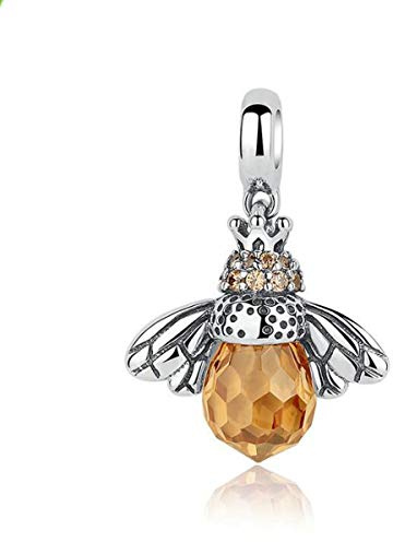 Breloque insecte en argent sterling 925 jaune abeille avec cristal émaillé pour bracelet Pandora DIY, Argent sterling Émail Cristal Argent sterling, Cristal