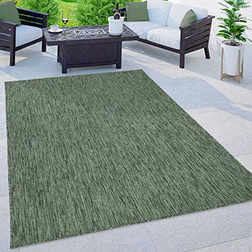 Paco Home Outdoor Rug Waterproof - Easy-Cleaning, UV- & Weather-Resistant Patio & Garden Area Rug for Porch, Kitchen & Hallway, Size:120x160 cm, Colour:Green