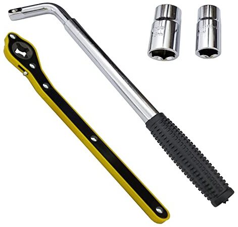 35,6–50,8 cm (14–20 Zoll) Auto-SUV-Teleskop-Radschlüssel, universal, mit Standard-CR-V-Stecknüssen 17/19, 21/22 mm (2 Stück (Radschlüssel + Kreuzschlüssel)