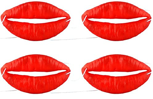 Halloween Wurst Mund Ornament 4pcs Lustige Rote Lippen Halloween Witze Gesichtsangebote Für Maskerade Cosplay -partyzubehör