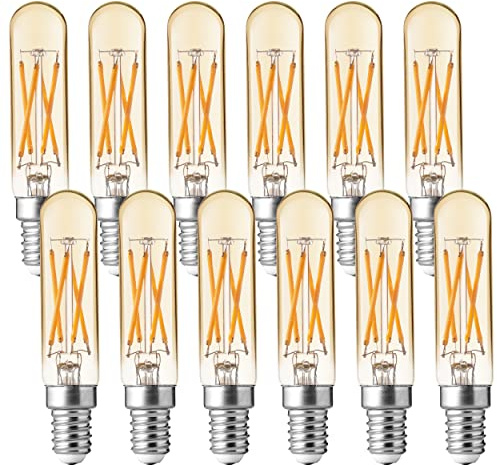FLSNT Candelabra LED Light Bulbs 60W Equivalent, Dimmable E12 LED Chandelier Light Bulbs, T6/T25, 5.5W, 2200K Amber White, 450LM, 90+ High CRI, 12 Pack