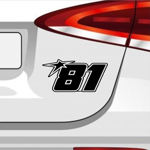 Generisch Startnummer 81 Aufkleber Sticker Auto Zahl MTB Motorrad Rennen Stern Farbe: Schwarz 20x10cm