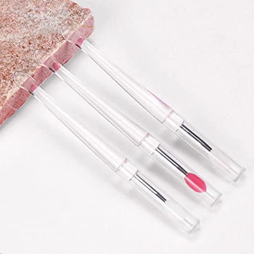 Ksvsonrvi 3PCS Mini Lip Brush with Cap, Silicone Reusable Portable Lipstick Applicator Brushes Lip Gloss Wands