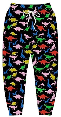 Joggare för män roliga byxor casual träningsbyxor rave outfit atletiska byxor, Dinosaurie, M