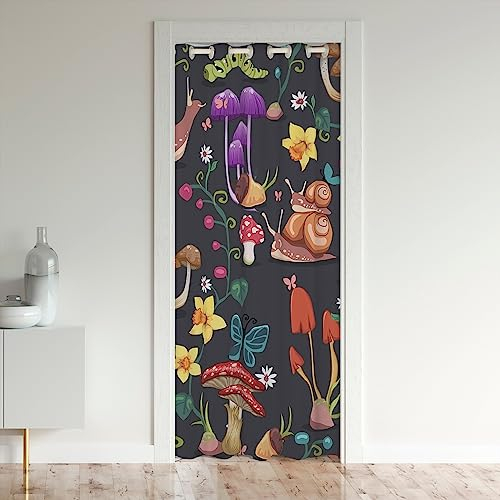 Tenda per finestre a forma di fungo, per bambini, motivo con funghi e fiori, per camera da letto, soggiorno, set per ragazzi e ragazze, lumache colorate, trattamenti per finestre, camera da letto