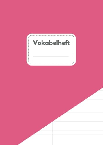 Vokabelheft für alle Sprachen (A4, liniert, 2 Spalten, Lineatur 53, 108 Seiten, glänzendes Softcover, Design: Pink-Rosa, klassisch mit Linien)