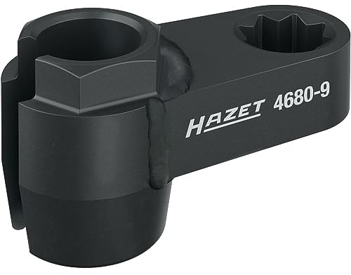 HAZET Abgassonden Einsatz 4680-9, 1/2 Zoll (12,5 mm) Doppel-Vierkant | Antrieb 1/2 Zoll (12,5 mm) Doppel-Vierkant hohl, Abtrieb Außenprofil Sechskant, Chrom-Vanadium, phosphatiert, geölt, SW 19 mm