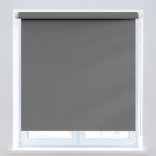 Verdunkelungsrollo 40 x 100 cm, Sichtschutz und Sonnenschutz Blickdicht, Aluminium Rollos, inklusive Montagematerial, für Fenster & Tür, Dunkelgrau