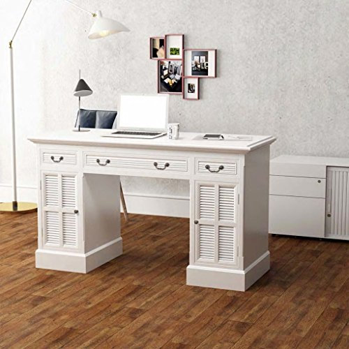 ZEYUAN Schreibtisch Sekretär Weiß 140 x 48 x 80 cm, Gaming Tisch, Computertisch, Computer Desk, Office Table, Bürotisch, Arbeitstisch, Nähtisch, Pc Tisch