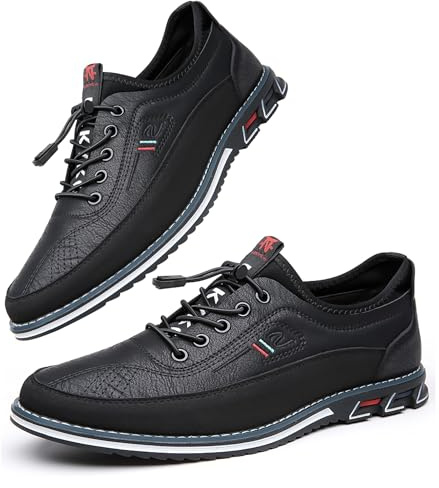 Hommes Oxford Cuir Chaussures Décontractées Moccasin Respirant et Luxueux Bureau de Conduite Marche Chaussures à Lacets Affaires Noir 46 EU