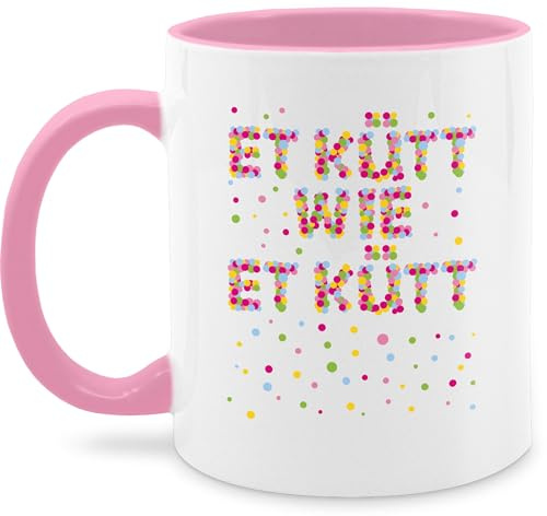Tasse Tassen 325ml - Karneval & Fasching - Et kütt wie et kütt Konfetti I Köln I Kölsches Grundgesetz I Echte Kölner - 325 ml - Rosa - karnevalstasse fasching- koeln faschingstasse carnevale