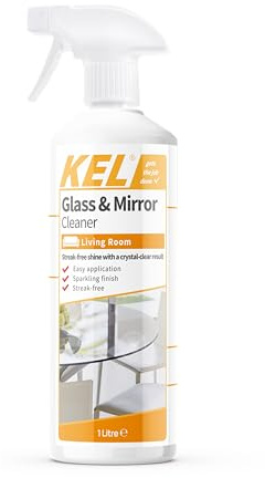 KEL - Spray nettoyant pour vitres et miroirs, sans traces, élimine efficacement la graisse et la saleté des fenêtres et surfaces rapidement – 1 litre