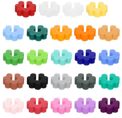 sourcing map 48Pcs Wine Glass Charm, Silicone Drink Markers Wine Glass Markers Identifier Tags for Wine Glass Champagne Flutes Cocktails, Plum Buckle