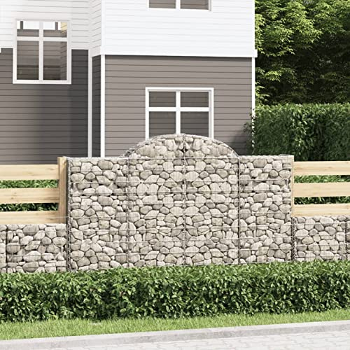 ShCuShan Gabionen mit Hochbogen 9 STK. GabionenköRbe Gabionen-Hochbeet 200x50x120/140cm Verzinktes Eisen