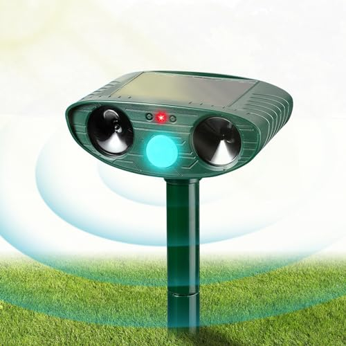 Repellente per Gatti, Dissuasore per Gatti Ultrasuoni Solare IP65 Impermeabile,5 Modalità Regolabile, Dissuasori per Piccioni Repeller Animali Ultrasound per Gatti Cani Uccelli Volpi Ratti Topi Volpi