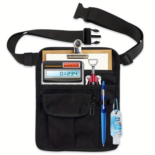Senvitate Restaurant Waiter Waist Money Pouch, Waitress Accessories Bag, Serving Apron Waist Apron with Adjustable Belt and 5 Pockets for Restaurant,Hotel,Bar