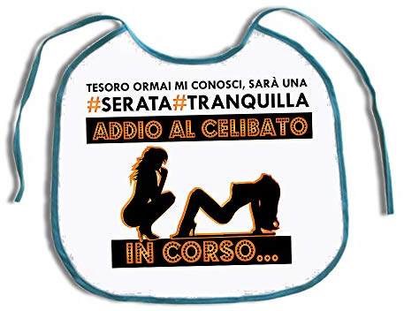 D&Vlab Bavettone Bavetto per Addio al Celibato Uomo Sposo, Grafica Divertente Gadget Originale Unica, Festa Addio al Celibato BORN TO WE BILD