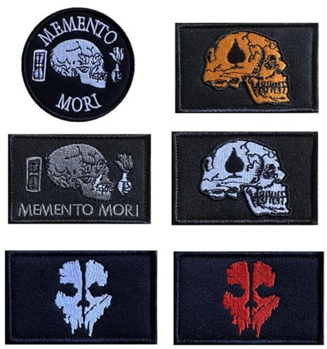 6 Stücke Klett Militär Patch Skull Aufnäher Tactical Embroidery Call of Duty Ghost Mask Bestickter Stoffaufnäher für Rucksäcke, Jacken, Jeans Abzeichen Klettbänder