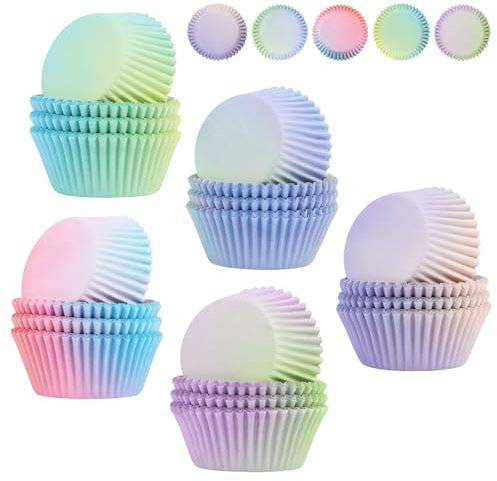 LWMTT 500 Piezas Moldes de Papel para Magdalenas y Muffins Tamaño Estándar - 5 Colores para Hornear, Postres, Festas, Cumpleaños y Bodas